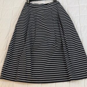 Tommy Hilfiger Black and White Rope Striped Pleated Midi Skirt